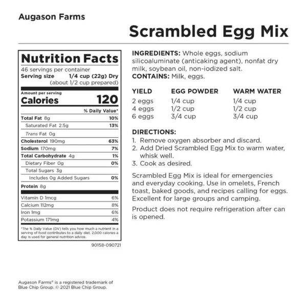 36 Oz. #10 GF AF Dairy Scrambled Egg Mix