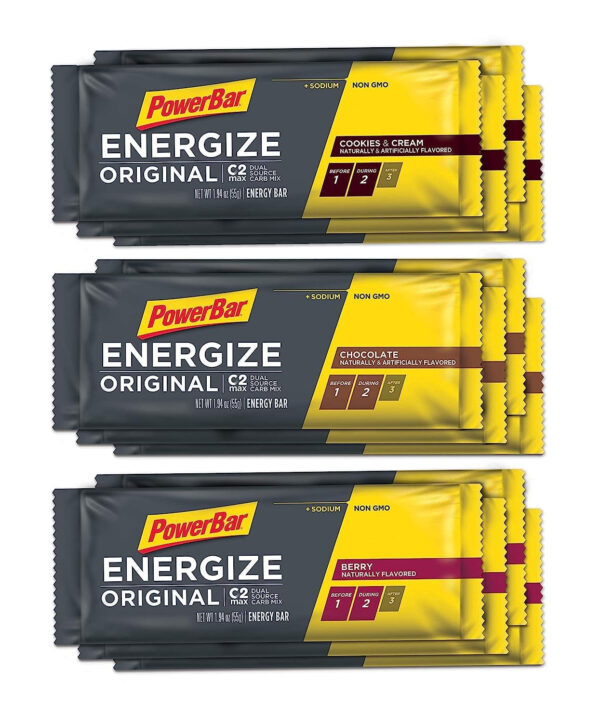 Energize Original – ‘The Original’ Energy Bar for Endurance & Team Sports Athletes – Fueling Champions for 30+ Years: 12 X 55G Bars - Variety Pack