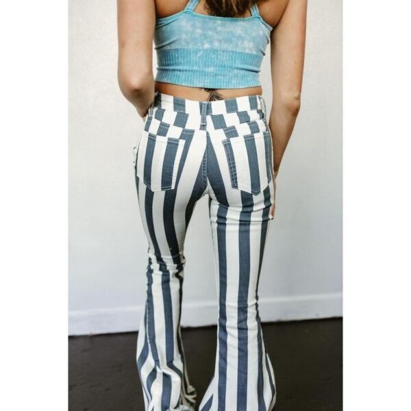 Serendipity Striped Flare Jeans in Deep Teal - Image 2