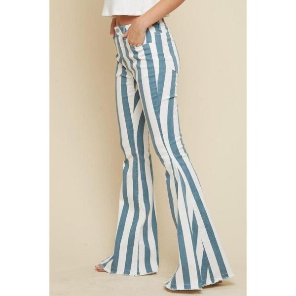 Serendipity Striped Flare Jeans in Deep Teal - Image 9