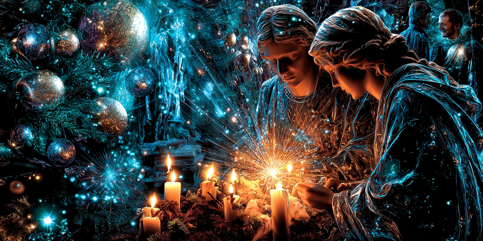 Radiant Christmas night with glowing star and warm lantern light